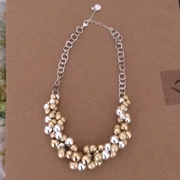 Liz Claiborne Silver & Gold Cluster Necklace - Picture 8 of 8
